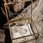 Ring Box Gold with Beige Pillow | Glass Ring Box Square | personalized for the wedding present