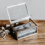 Ringkästchen Silber | Ringbox aus Glas Eckig | zur Hochzeit personalisiert