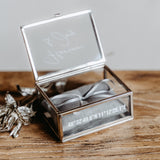 Ringkästchen Silber | Ringbox aus Glas Eckig | zur Hochzeit personalisiert