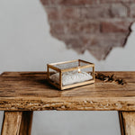 Ring Box Gold with Beige Pillow | Glass Ring Box Square | personalized for the wedding present