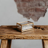 Ring Box Gold with Beige Pillow | Glass Ring Box Square | personalized for the wedding present
