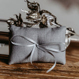 Ringkästchen Silber mit grauem Kissen | Ringbox aus Glas Eckig | zur Hochzeit personalisiert