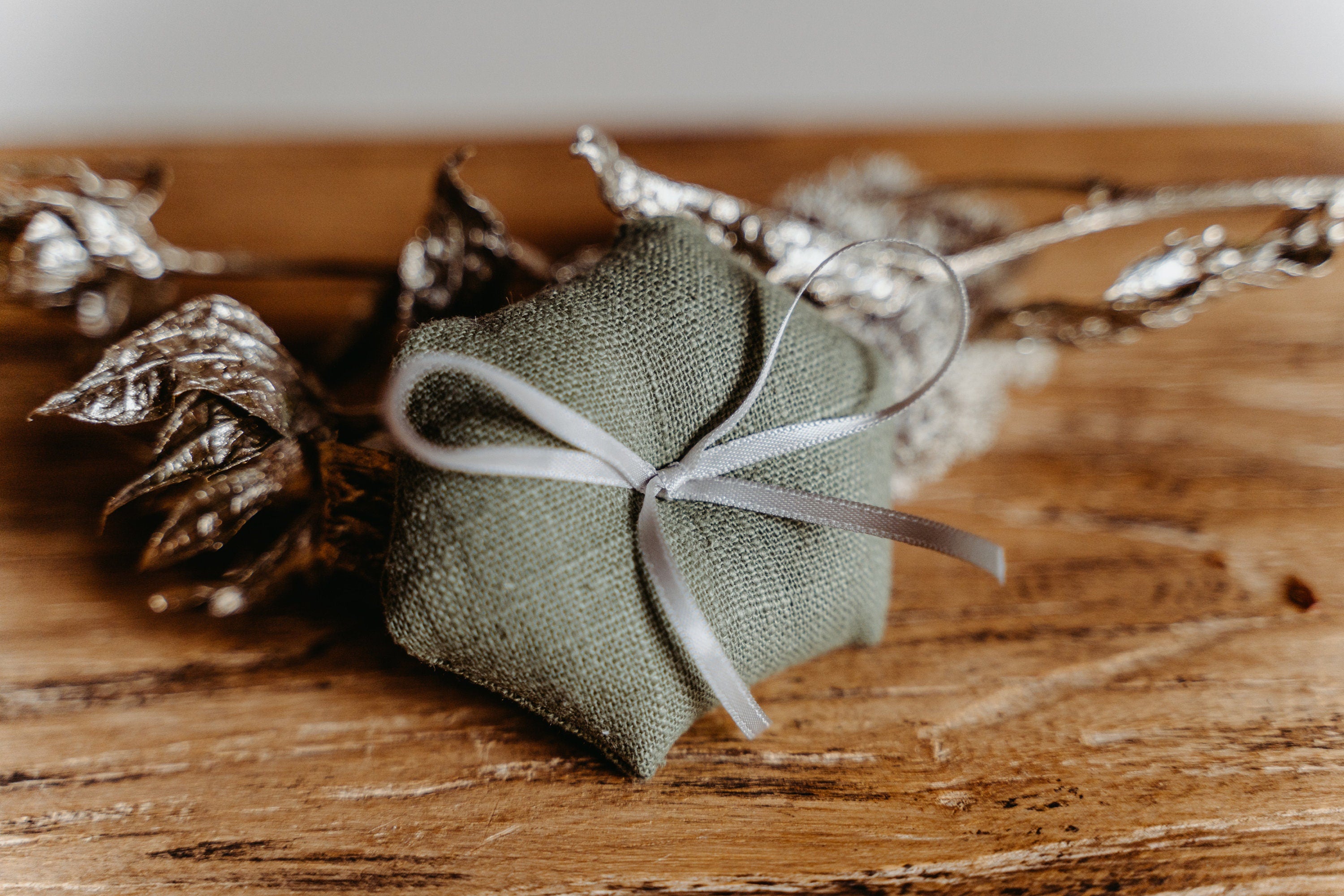 Ringkissen für Ringkästchen Oliv | zur Hochzeit personalisiert | Ringbox Kissen