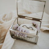 Ringkästchen Silber | Ringbox aus Glas Eckig optional mit Ringhalter| zur Hochzeit personalisiert