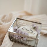 Ringkästchen Silber | Ringbox aus Glas Eckig optional mit Ringhalter| zur Hochzeit personalisiert
