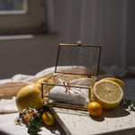 Ringkästchen Gold mit Sand Kissen | Ringbox aus Glas Eckig | zur Hochzeit personalisiert