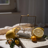 Ringkästchen Gold mit Sand Kissen | Ringbox aus Glas Eckig | zur Hochzeit personalisiert