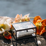Ring Box Black Used-Look with Beige Pillow | Glass Ring Box Square | personalized for the wedding present