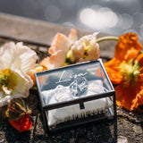 Ring Box Black Used-Look with Beige Pillow | Glass Ring Box Square | personalized for the wedding present