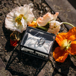 Ring Box Black Used-Look with Beige Pillow | Glass Ring Box Square | personalized for the wedding present