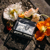 Ring Box Black Used-Look with Beige Pillow | Glass Ring Box Square | personalized for the wedding present