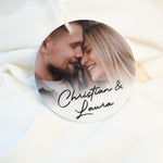 Personalisierter Fotoanhänger aus Keramik I Geschenk mit Foto I Weihnachtsornament I Hochzeit, Weihnachten, Haustier, handgefertigt