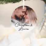 Personalisierter Fotoanhänger aus Keramik I Geschenk mit Foto I Weihnachtsornament I Hochzeit, Weihnachten, Haustier, handgefertigt