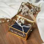 Ringbox Gold mit Navy Kissen | personalisiert mit Namen und Datum