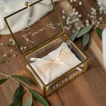 Ringbox Gold mit Vintage Kissen | personalisiert mit Namen und Datum