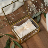 Ringbox Gold mit Vintage Kissen | personalisiert mit Namen und Datum