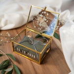 Ringbox Gold mit Oliv Kissen | personalisiert mit Namen und Datum