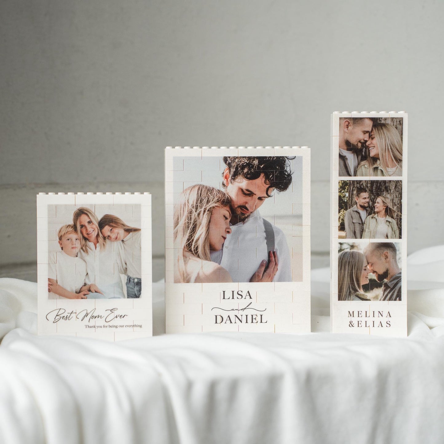 Personalisiertes Fotomosaik aus Klemmbausteinen – individuelles Bild aus Bausteinen mit Namen