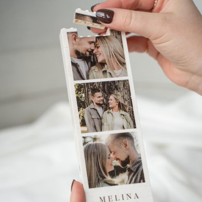 Personalisiertes Fotomosaik aus Klemmbausteinen – individuelles Bild aus Bausteinen mit Namen