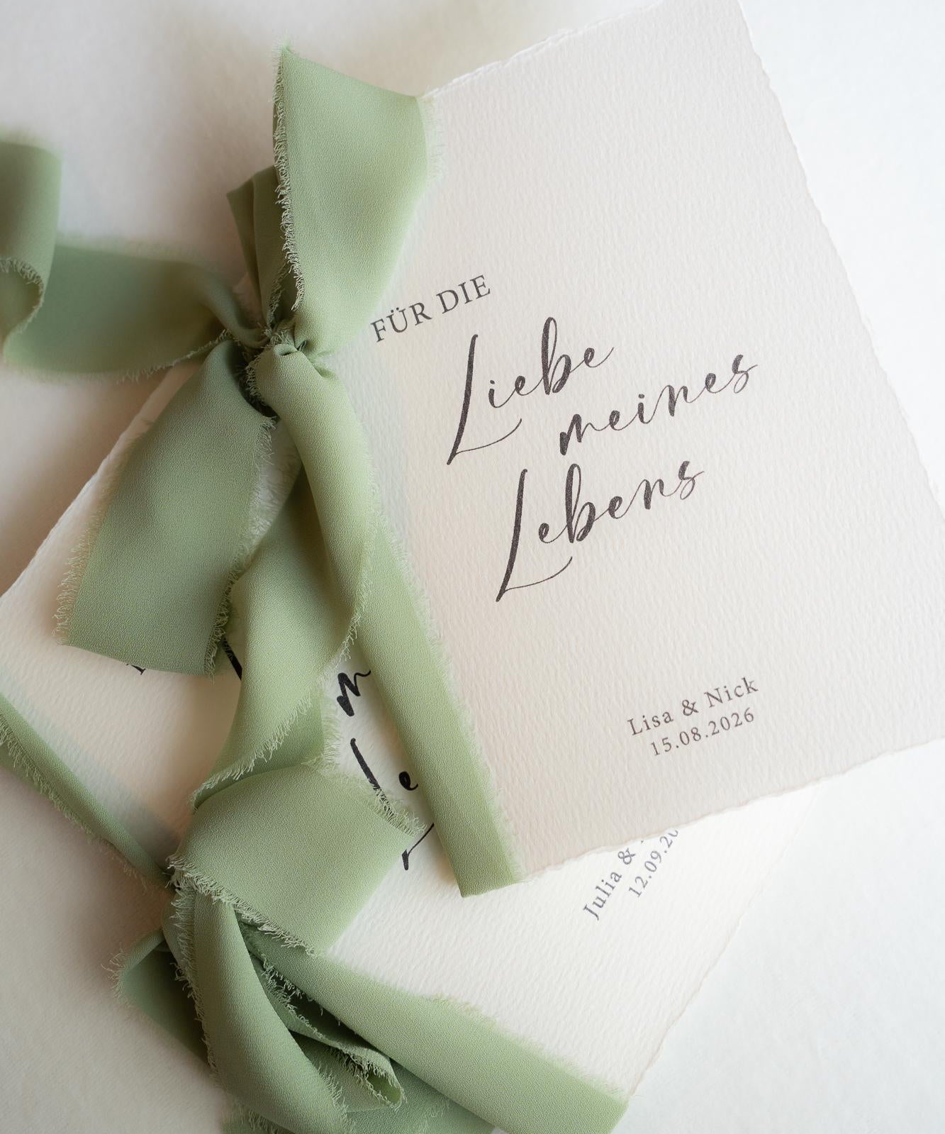 Personalisierte Eheversprechen zur Hochzeit – Gelübde auf Büttenpapier DIN A5 mit Chiffonschleife