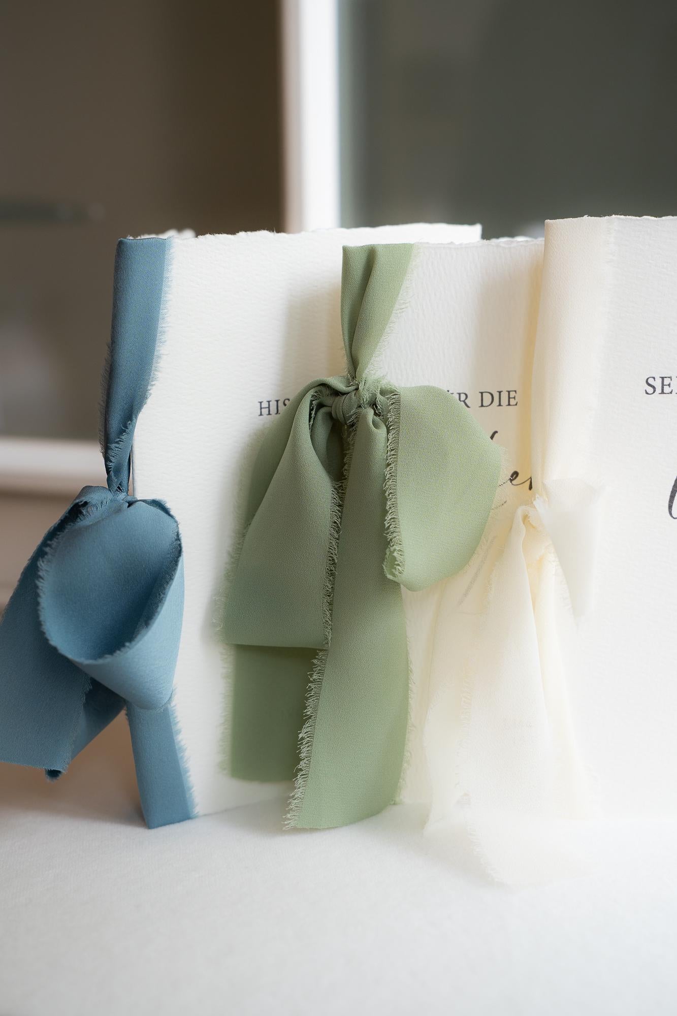 Personalisierte Eheversprechen zur Hochzeit – Gelübde auf Büttenpapier DIN A5 mit Chiffonschleife