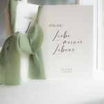 Personalisierte Eheversprechen zur Hochzeit – Gelübde auf Büttenpapier DIN A5 mit Chiffonschleife