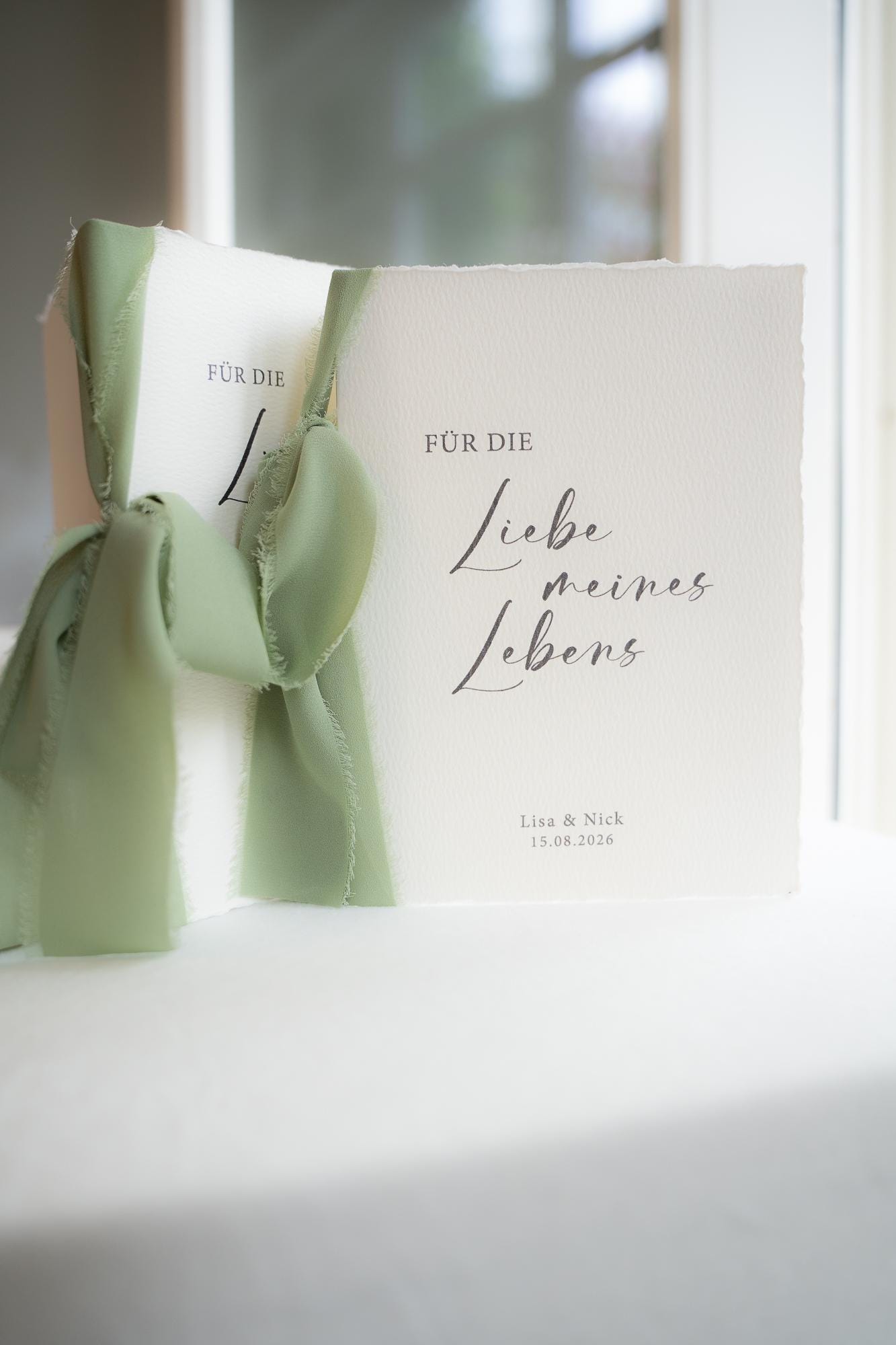 Personalisierte Eheversprechen zur Hochzeit – Gelübde auf Büttenpapier DIN A5 mit Chiffonschleife