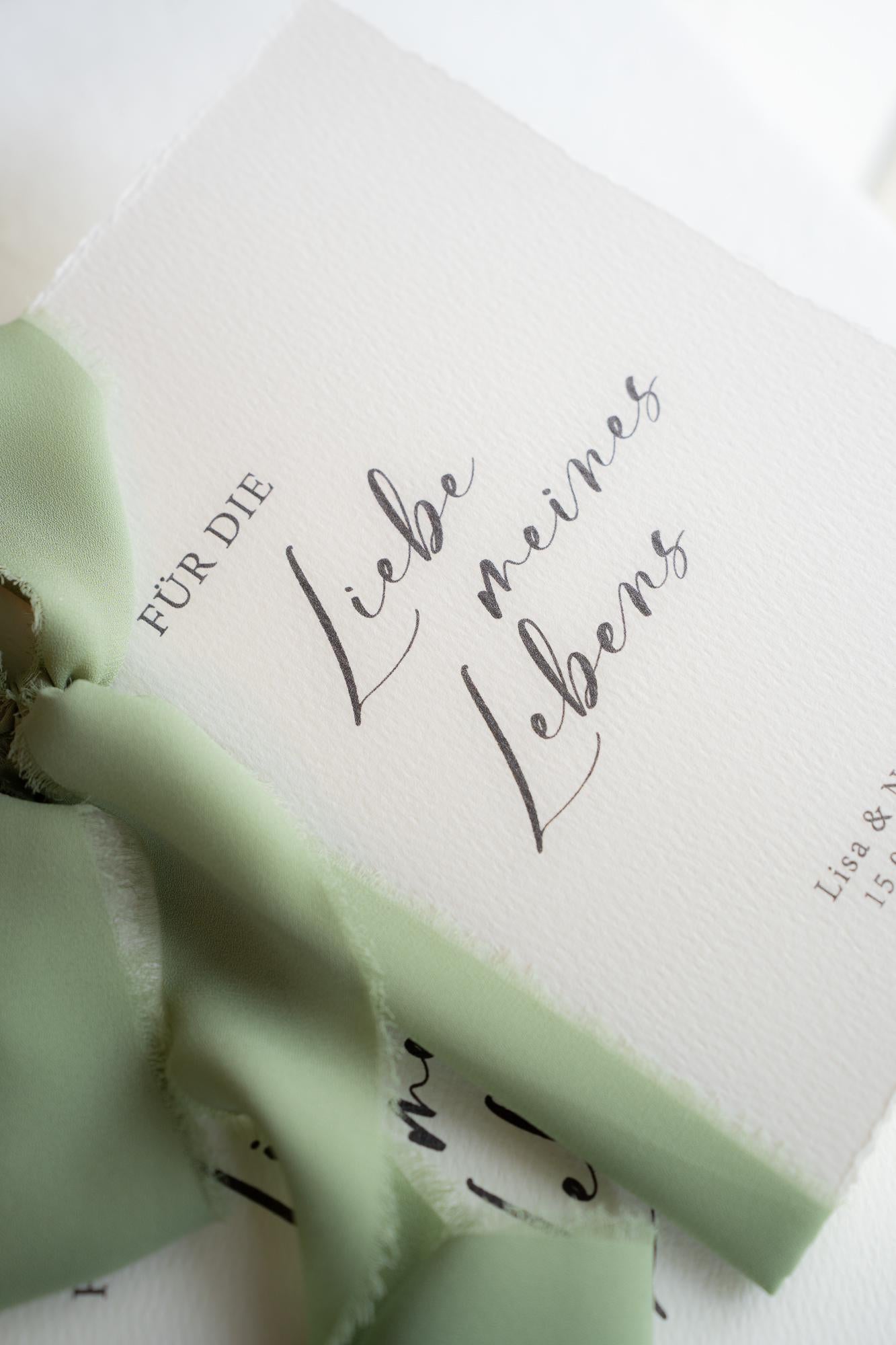Personalisierte Eheversprechen zur Hochzeit – Gelübde auf Büttenpapier DIN A5 mit Chiffonschleife