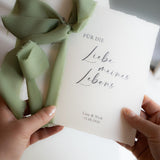 Personalisierte Eheversprechen zur Hochzeit – Gelübde auf Büttenpapier DIN A5 mit Chiffonschleife