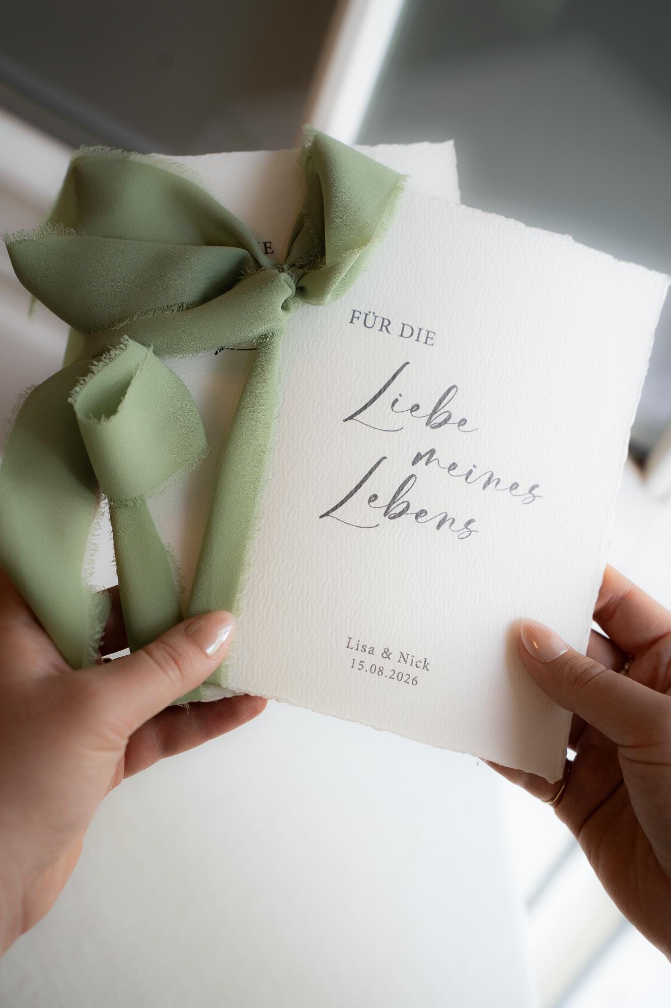 Personalisierte Eheversprechen zur Hochzeit – Gelübde auf Büttenpapier DIN A5 mit Chiffonschleife