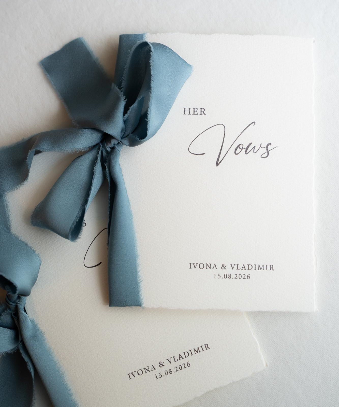 Personalisierte Eheversprechen zur Hochzeit – Gelübde auf Büttenpapier DIN A5 mit Chiffonschleife