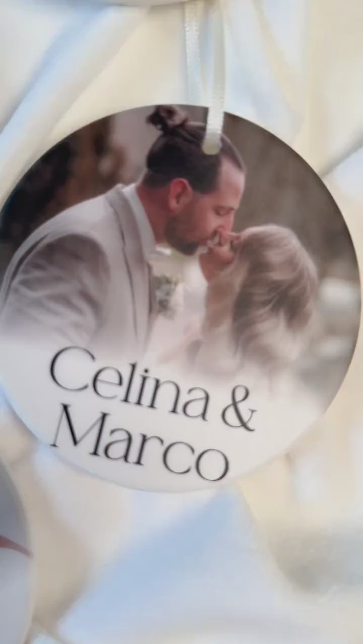 Personalisierter Fotoanhänger aus Keramik I Geschenk mit Foto I Weihnachtsornament I Hochzeit, Weihnachten, Haustier, handgefertigt